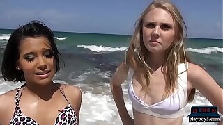 Unpaid teen picked with on the shore and fucked beside a van