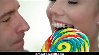 Little Fair-haired Teen Step Daughter With Braces Increased by Pigtails Fucked By Step Old man