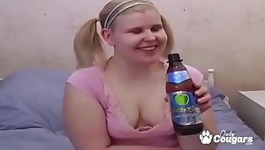 Fat Young Slut Drains A Load of shit In Her Mouth